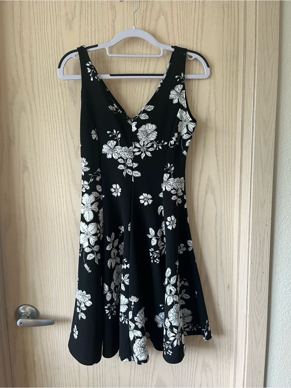 Rebel Sugar Black and White Floral Fit and Flare Sundress